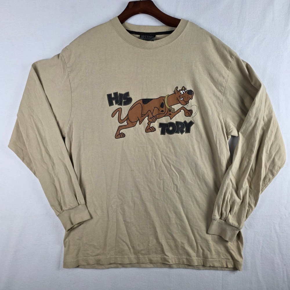History Iceberg Scooby Doo Beige Vintage Long Sleeve Graphic Shirt Size XL